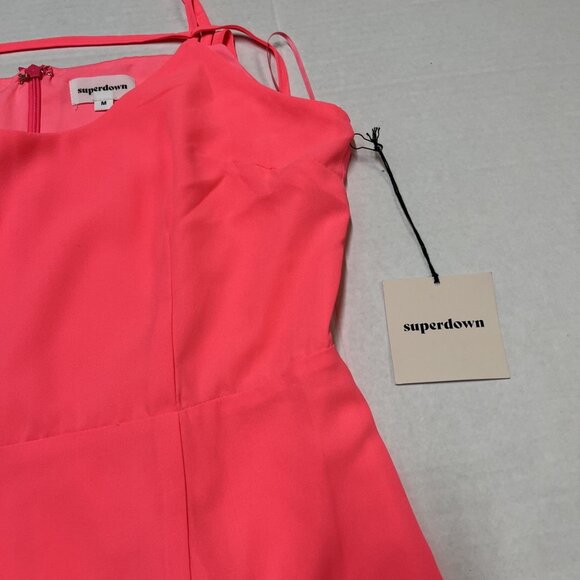 Revolve Superdown Addison Maxi Dress Womens M Hot Pink Chiffon Slip High Slit - Picture 6 of 12